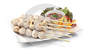 Pork Ball Grilled with bamboo sticks