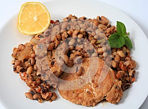 Pork and beans meal horizontal