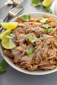 Pork carnitas with celery and lime