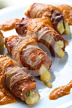 Pork with cheese and dressing