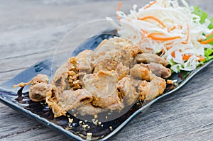 Pork chitterlings fried