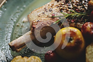 Pork chop with apples food photography recipe idea