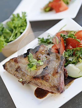 Pork chop,Parsley bowl and vegetables