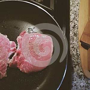 Pork Chops Cooking