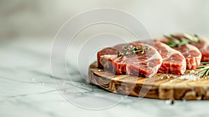 Pork chops on a wooden cutting board