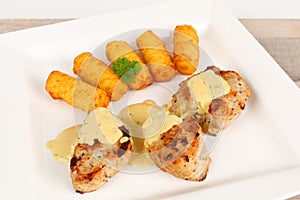 Pork fillet with potato croquettes
