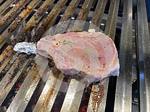Pork during grilling