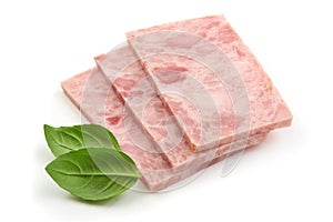 Pork ham slices isolated on white background
