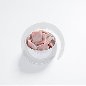 Pork ham slices on white background