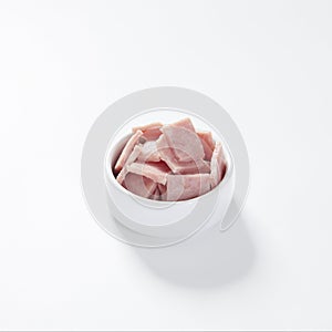 Pork ham slices on white background