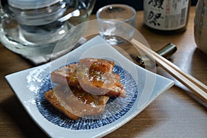 Pork jowl dish Japanese style photo