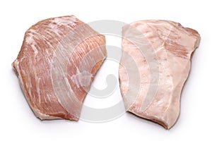 pork jowl meat isolated on a white background photo