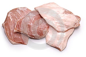 pork jowl meat isolated on a white background photo