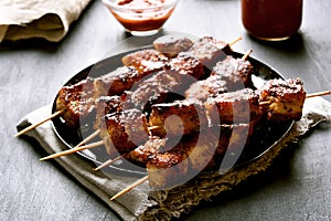 Pork kebabs, bbq meat