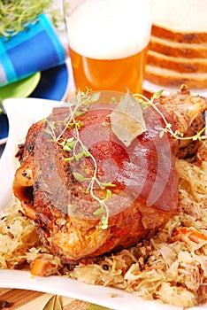 Pork knuckle baked with beer