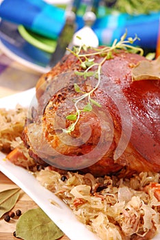 Pork knuckle baked with beer