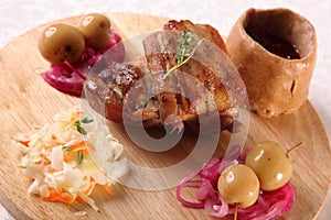 pork knuckle on wood