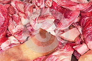 Pork, lard, pigskin chopped into pieces