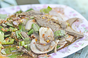Pork liver spicy salad, Thai food