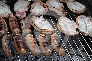 Pork Loin and sausages. photo
