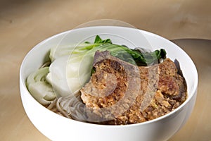 Pork loins noodles soup