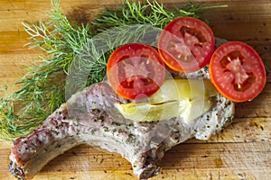 Pork meat with herbs and spices