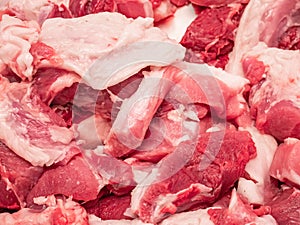 Pork meat piled up forming a nice abstract background
