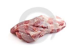 Pork neck carbonade. Fresh raw pork meat. Isolated on white background. close up