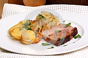 pork with organic sauerkraut and potato