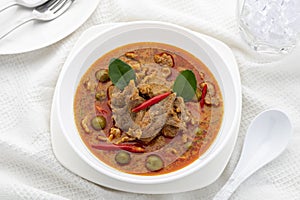 Pork panang curry or kaeng panang moo in Thai