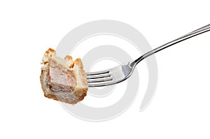 Pork pie on fork