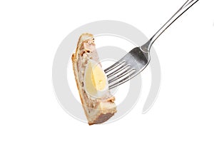 Pork pie on fork