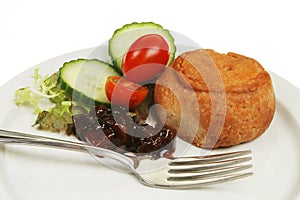 Pork pie and salad