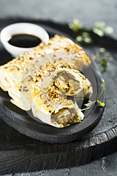 Pork pies with apple and sesame seeds