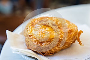 Pork puff pastries, patechouxe or pastizzi with suffed pork