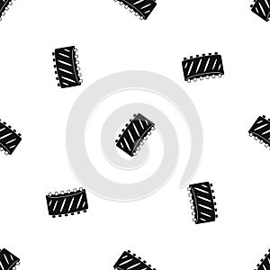 Pork rib meat pattern seamless black