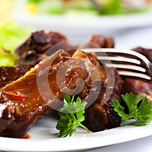 Pork ribs with sweet sauce