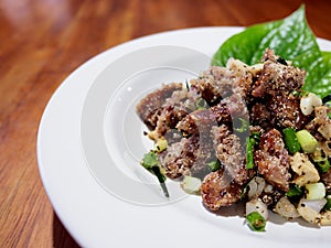 This is pork and rice sausage mixed with herbs