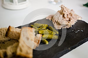 Pork Rillettes with cornichons