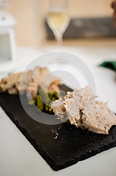 Pork Rillettes with cornichons