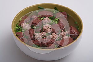 Pork`s Entrails and Blood Jelly Soup Pork blood soup Famous Asian Soup