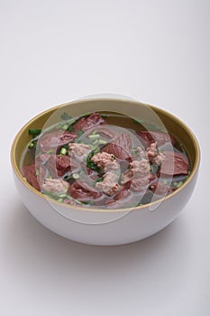 Pork`s Entrails and Blood Jelly Soup Pork blood soup Famous Asian Soup