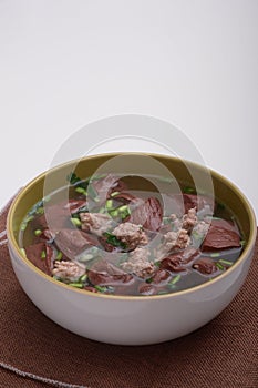 Pork`s Entrails and Blood Jelly Soup Pork blood soup Famous Asian Soup