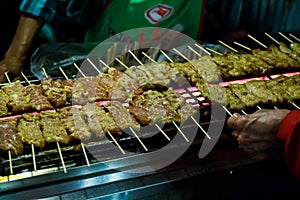 Pork Satay on grill