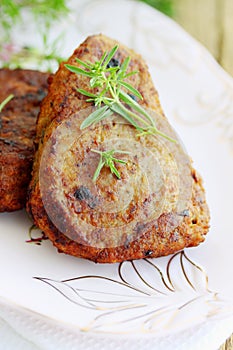 Pork schnitzel on plate