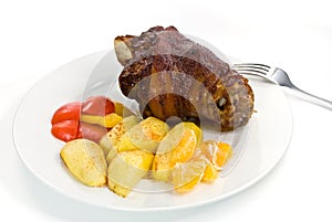 Pork Shank with Potato,red bell pepper
