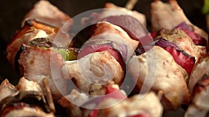 Pork shish kabobs on the grill