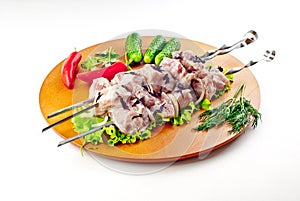 Pork shish kebab in kefir photo
