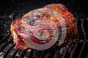 Pork shoulder  grilling on the smoker