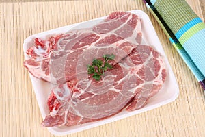 Pork sliced steak in casserole